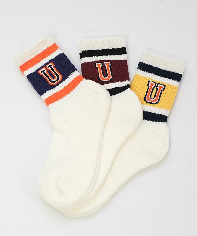  UNIVERSAL　OVERALL｜カレッジロゴ レディース3Pソックス [[LU-619]][C]