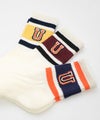  UNIVERSAL　OVERALL｜カレッジロゴ レディース3Pソックス [[LU-619]][C]