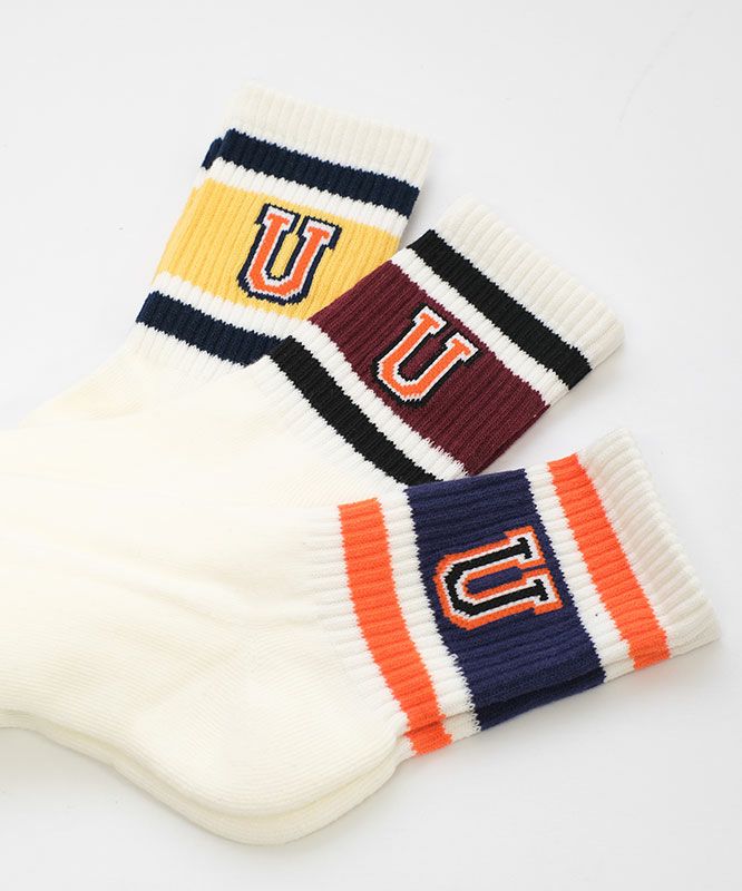  UNIVERSAL　OVERALL｜カレッジロゴ レディース3Pソックス [[LU-619]][C]