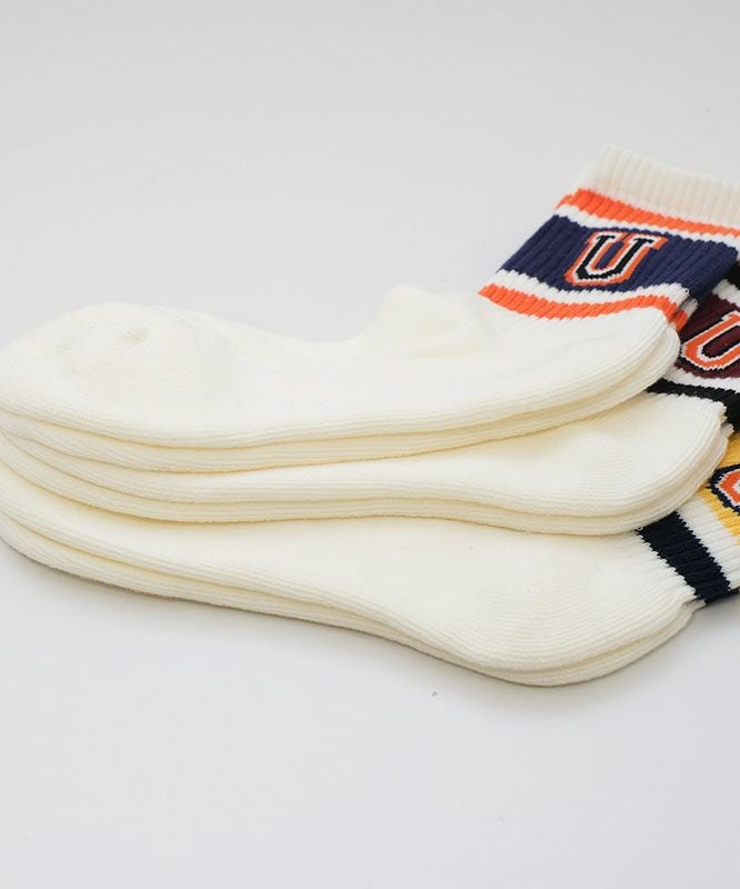  UNIVERSAL　OVERALL｜カレッジロゴ レディース3Pソックス [[LU-619]][C]