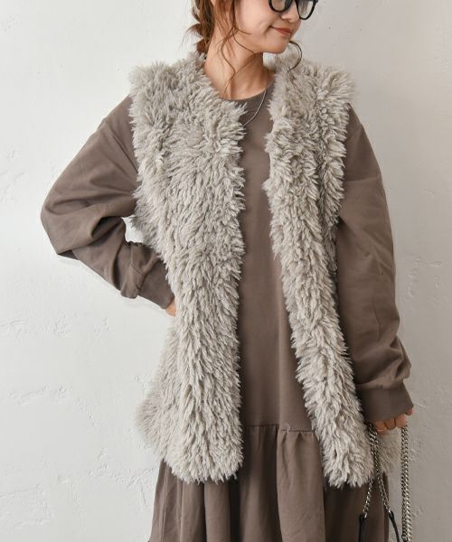 HUMS｜プードルボアミドル丈ベスト [[32802M332]][C]