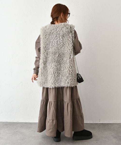 HUMS｜プードルボアミドル丈ベスト [[32802M332]][C]