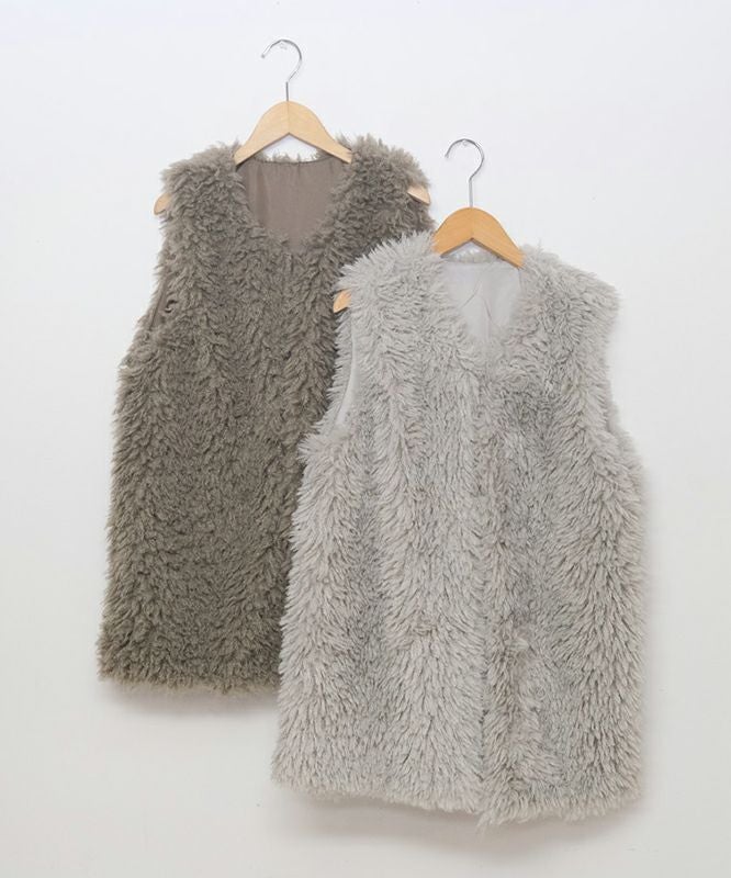 HUMS｜プードルボアミドル丈ベスト [[32802M332]][C]