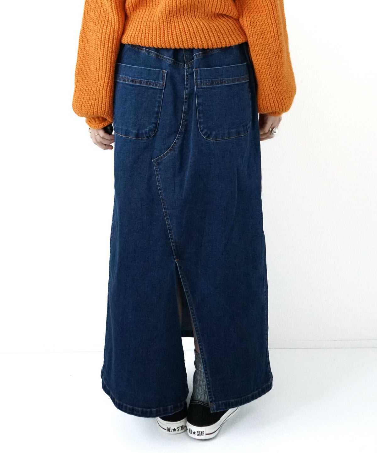 day standard｜裏起毛ストレッチデニムAラインスカート [[10-01-66519]][D]