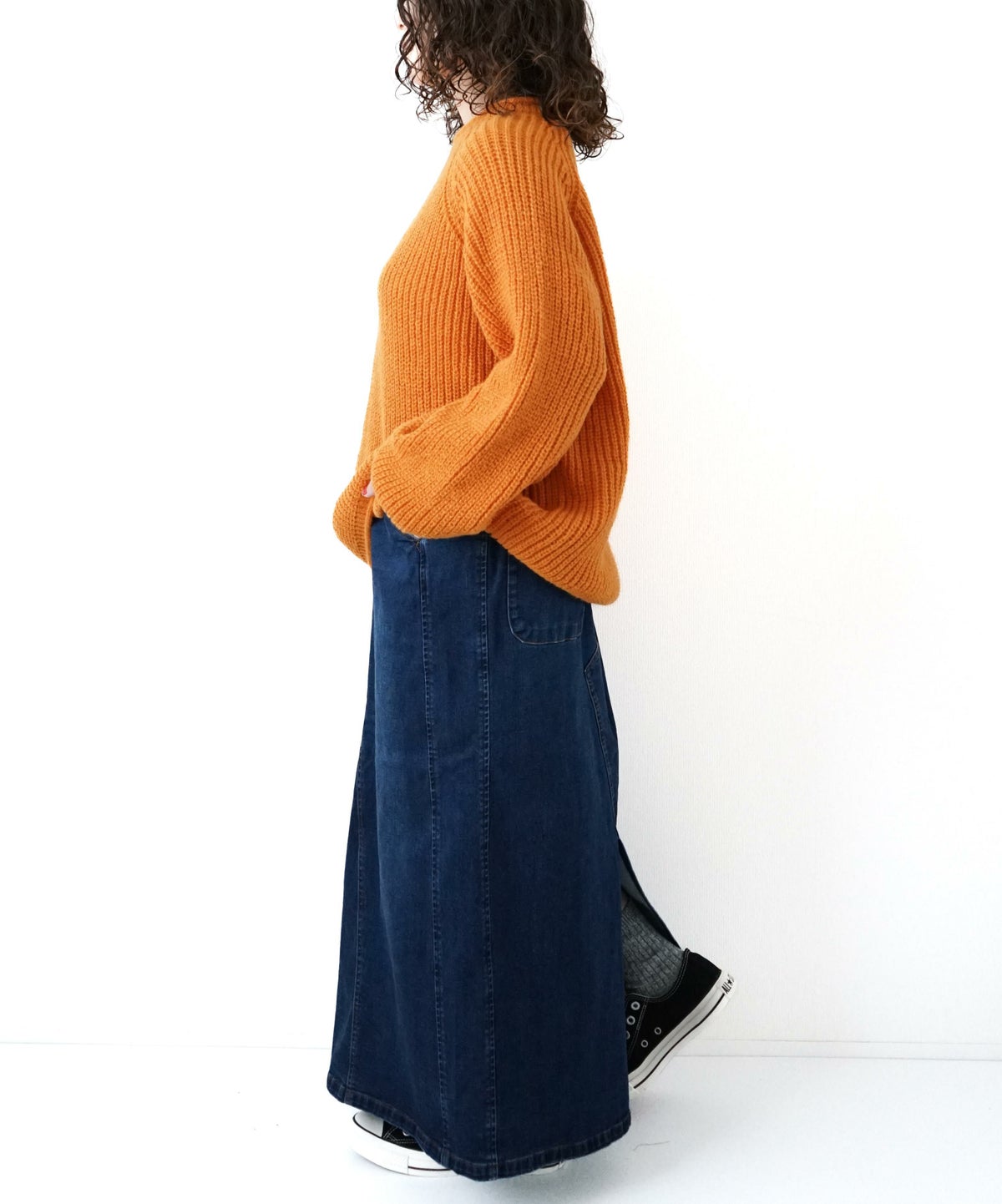 day standard｜裏起毛ストレッチデニムAラインスカート [[10-01-66519]][D]