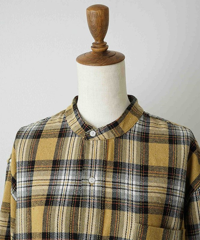  day standard｜バンドカラーネルチェックシャツ [[day-037]][D]