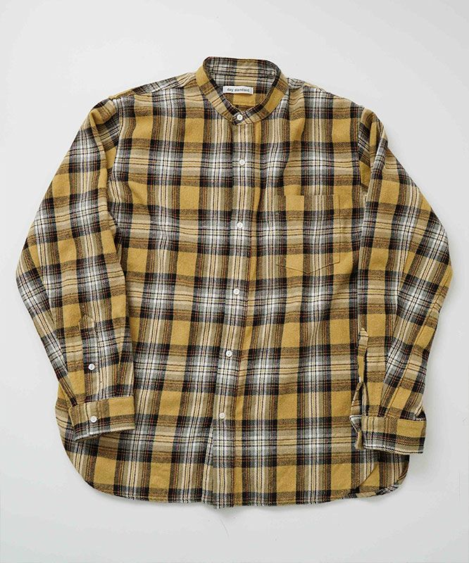  day standard｜バンドカラーネルチェックシャツ [[day-037]][D]