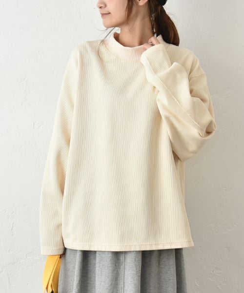 Our.｜カットリブ素材　モックネックプルオーバー [[C-9044]][C]