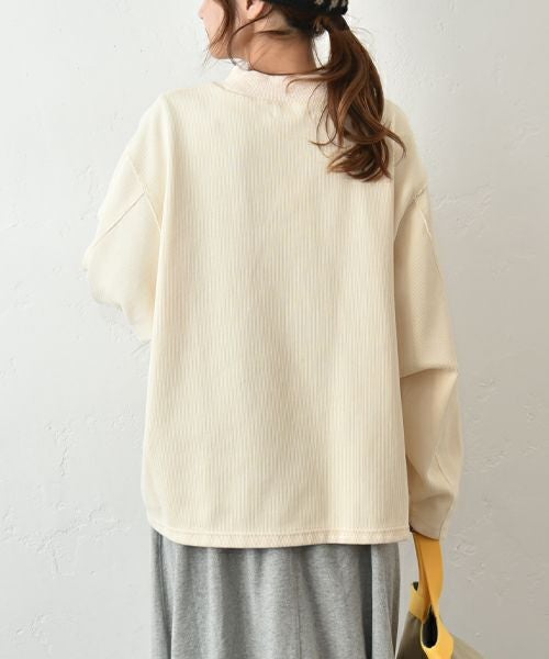 Our.｜カットリブ素材　モックネックプルオーバー [[C-9044]][C]