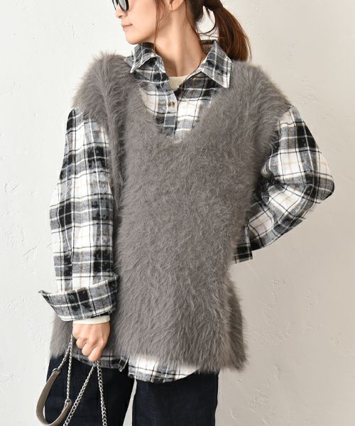 HUMS｜シャギーニットベスト [[RNK-251202]][C]