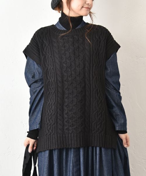 hagumu｜ケーブル編みベスト [[52015352]][C]