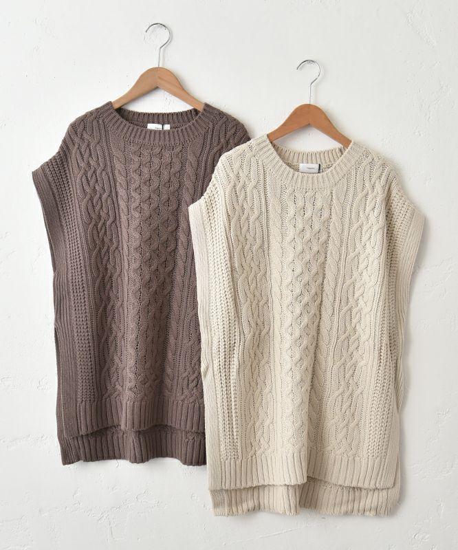  hagumu｜ケーブル編みベスト [[52015352]][C]