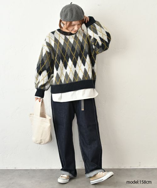 hagumu｜アーガイル柄ニット [[MT-0479]][C]