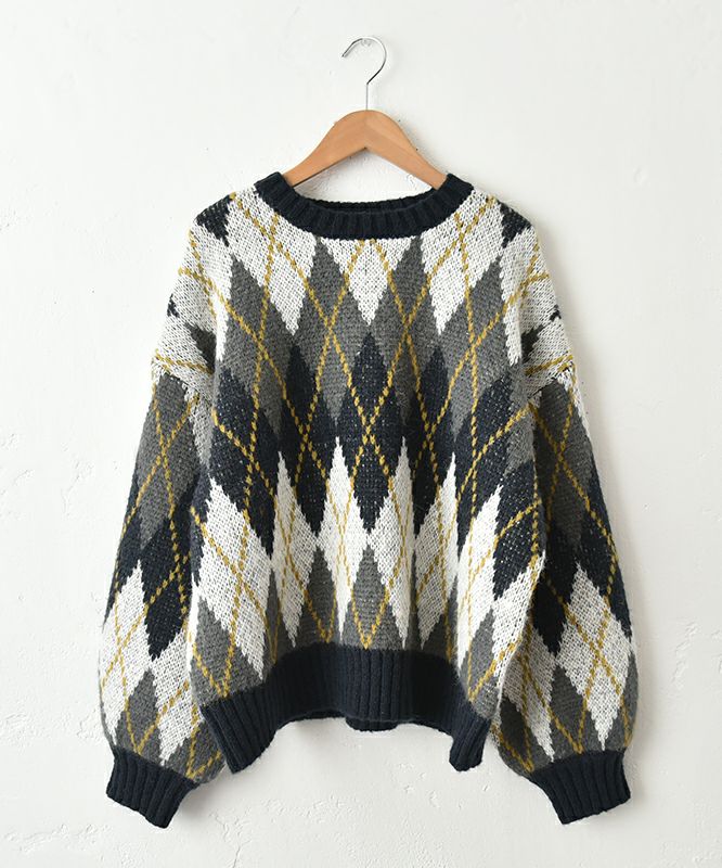 hagumu｜アーガイル柄ニット [[MT-0479]][C]