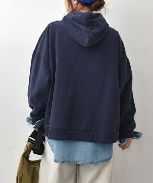 Our.｜裏起毛スウェット　配色ストリングパーカー [[C-9046]][C]