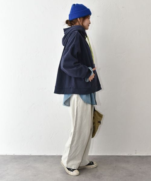 Our.｜裏起毛スウェット　配色ストリングパーカー [[C-9046]][C]