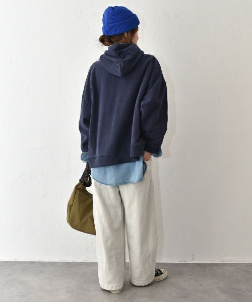 Our.｜裏起毛スウェット　配色ストリングパーカー [[C-9046]][C]