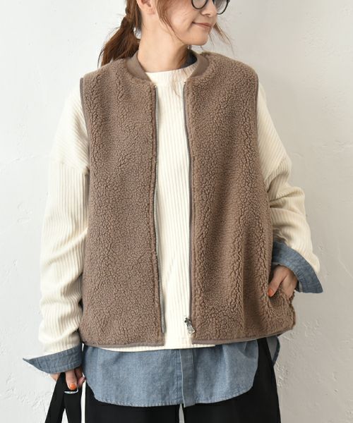 Our.｜ボア×ナイロン　リバーシブルベスト [[C-9049]][C]