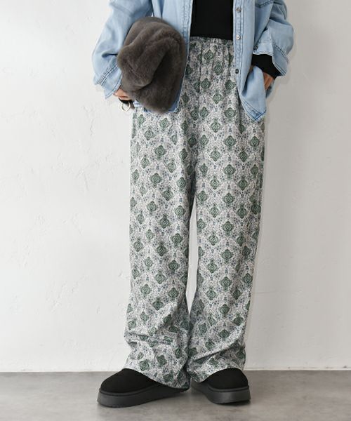 HUMS｜ダマスク柄細コールストレートパンツ [[C-5108]][C]