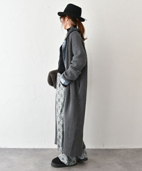 HUMS｜ダマスク柄細コールストレートパンツ [[C-5108]][C]