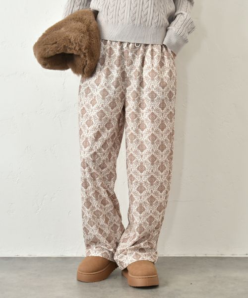 HUMS｜ダマスク柄細コールストレートパンツ [[C-5108]][C]