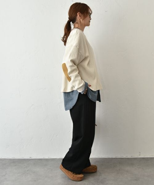 Our.｜エルボパッチ付きリブカットソー [[131336H]][C]