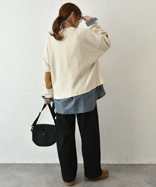 Our.｜エルボパッチ付きリブカットソー [[131336H]][C]