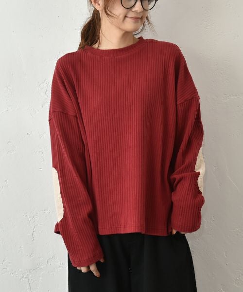 Our.｜エルボパッチ付きリブカットソー [[131336H]][C]