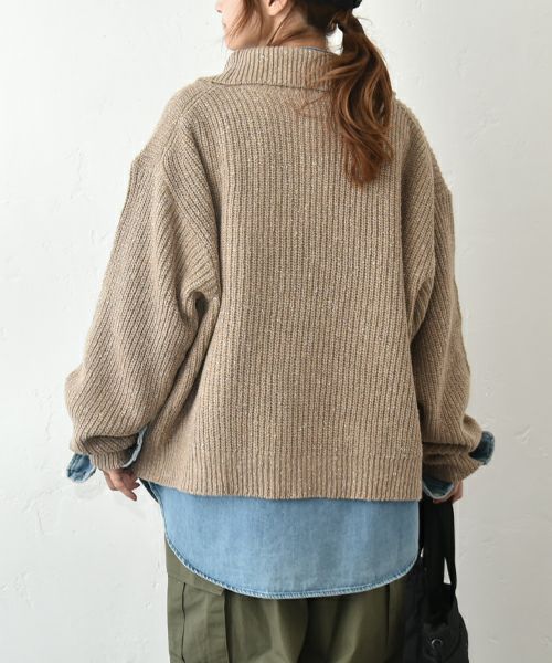 Our.｜ハーフジップリブ編みニットプルオーバー [[MT-0492]][C]