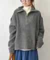 Our.｜ハーフジップリブ編みニットプルオーバー [[MT-0492]][C]