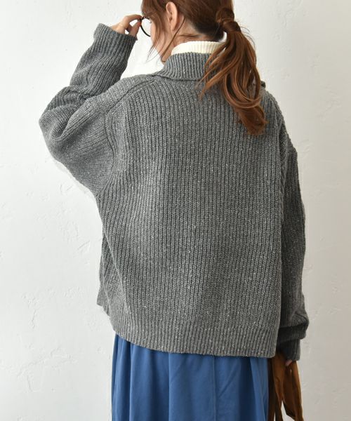 Our.｜ハーフジップリブ編みニットプルオーバー [[MT-0492]][C]