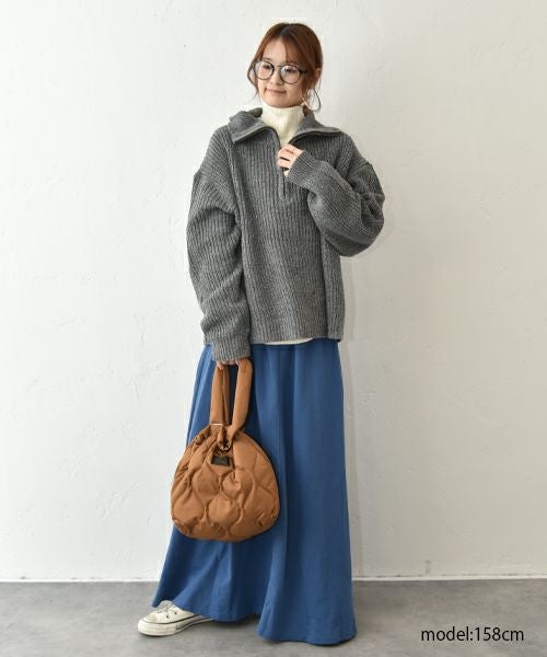 Our.｜ハーフジップリブ編みニットプルオーバー [[MT-0492]][C]