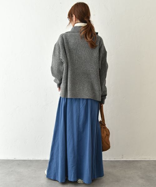 Our.｜ハーフジップリブ編みニットプルオーバー [[MT-0492]][C]