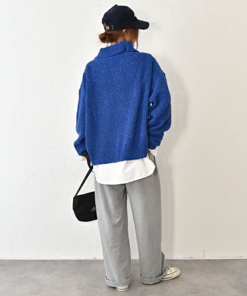 Our.｜ハーフジップリブ編みニットプルオーバー [[MT-0492]][C]