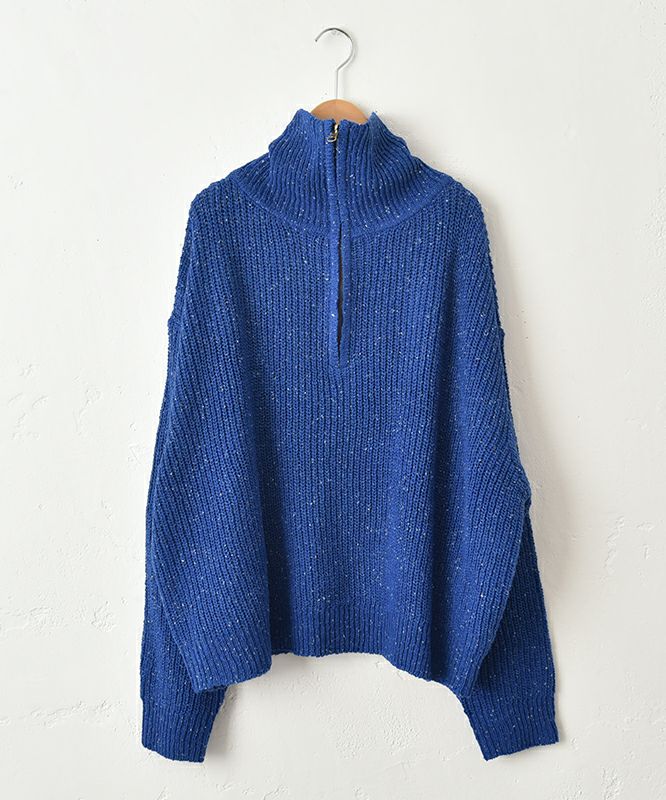  Our.｜ハーフジップリブ編みニットプルオーバー [[MT-0492]][C]