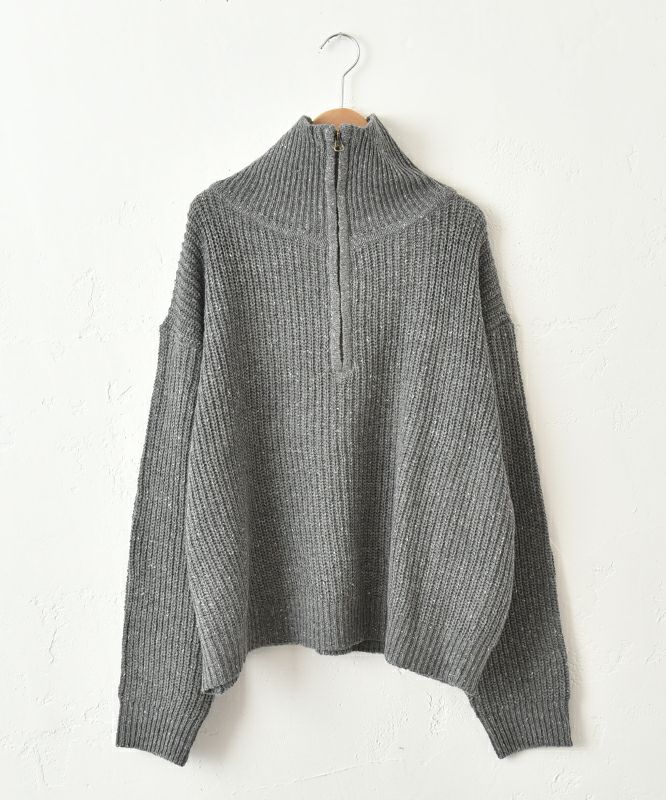  Our.｜ハーフジップリブ編みニットプルオーバー [[MT-0492]][C]