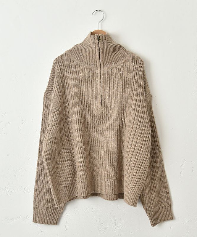  Our.｜ハーフジップリブ編みニットプルオーバー [[MT-0492]][C]