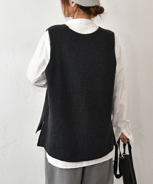 her.｜リブ編み　サイドスリットベスト [[MA-36224]][C]