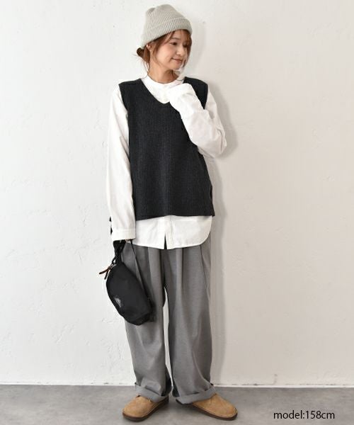 her.｜リブ編み　サイドスリットベスト [[MA-36224]][C]
