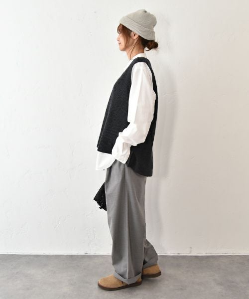 her.｜リブ編み　サイドスリットベスト [[MA-36224]][C]