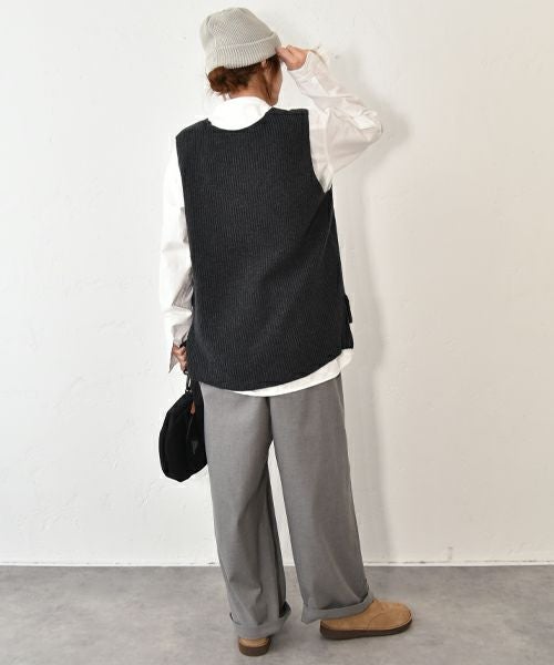 her.｜リブ編み　サイドスリットベスト [[MA-36224]][C]