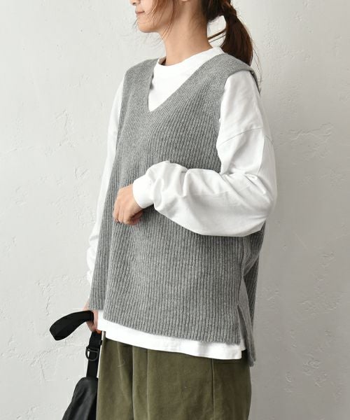 her.｜リブ編み　サイドスリットベスト [[MA-36224]][C]