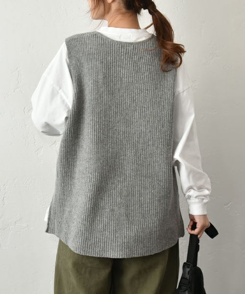 her.｜リブ編み　サイドスリットベスト [[MA-36224]][C]