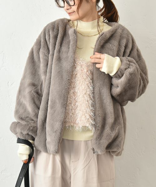 HUMS｜フェイクファーノーカラーブルゾン [[30001352]][C]