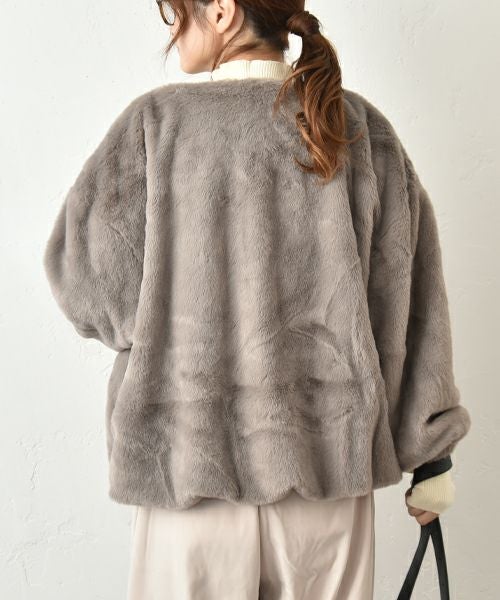 HUMS｜フェイクファーノーカラーブルゾン [[30001352]][C]