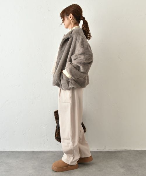 HUMS｜フェイクファーノーカラーブルゾン [[30001352]][C]