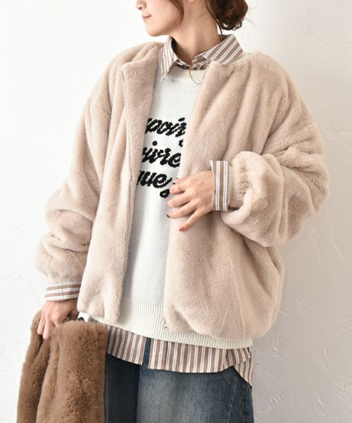 HUMS｜フェイクファーノーカラーブルゾン [[30001352]][C]