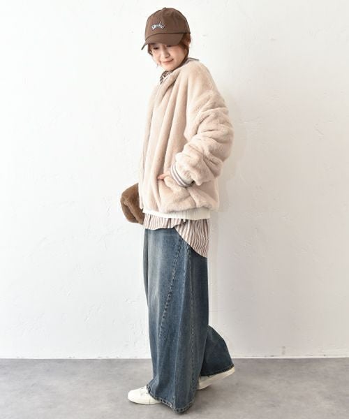 HUMS｜フェイクファーノーカラーブルゾン [[30001352]][C]