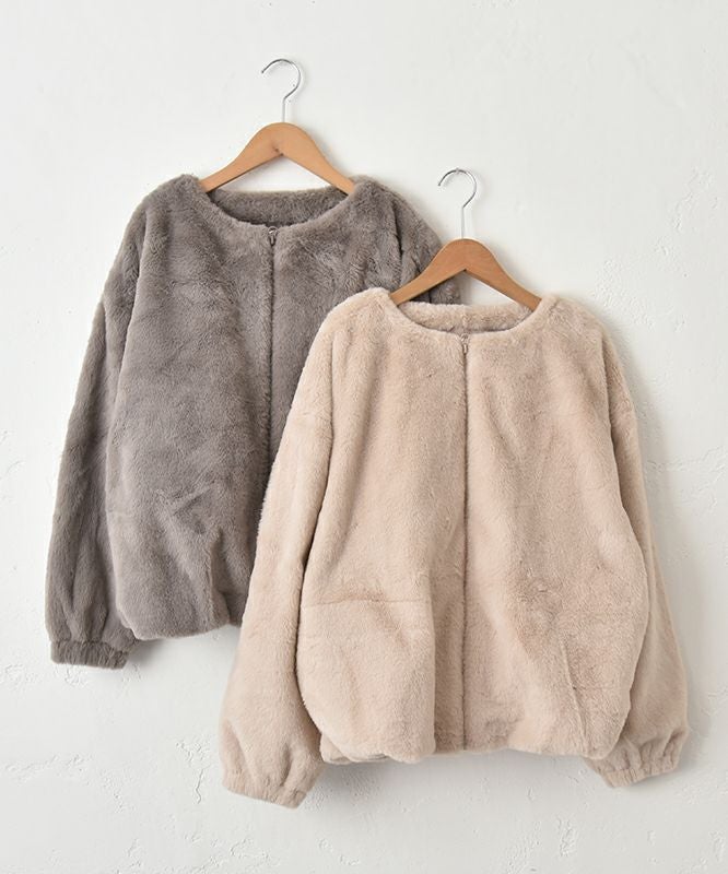 HUMS｜フェイクファーノーカラーブルゾン [[30001352]][C]