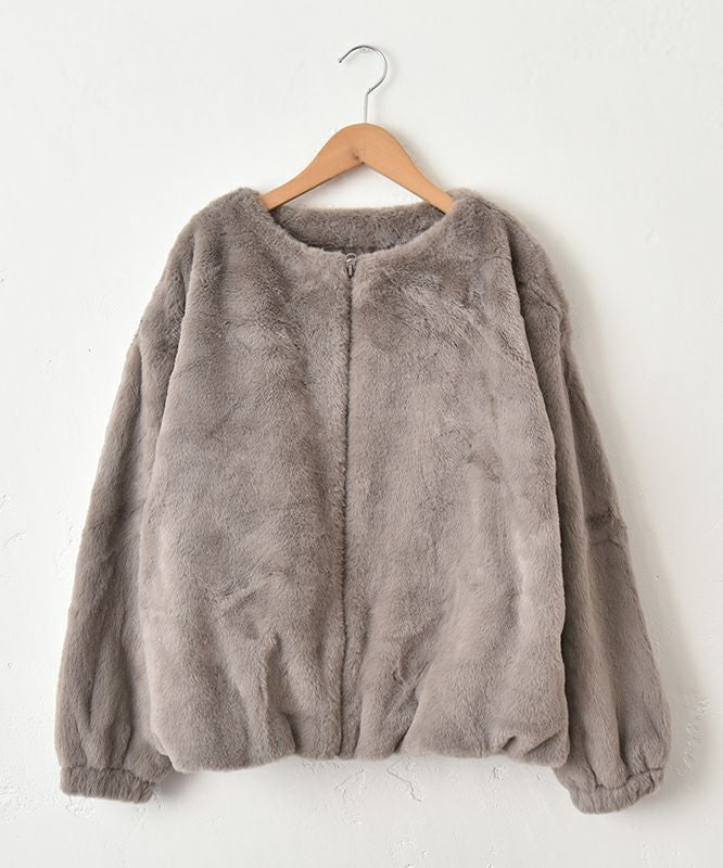 HUMS｜フェイクファーノーカラーブルゾン [[30001352]][C]